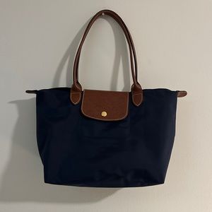Navy Longchamp Le Pliage Small Nylon Handbag
